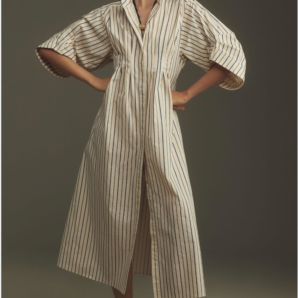 Anthropologie Mare Mare Cream Striped Dolman Sleeve Dress- XS